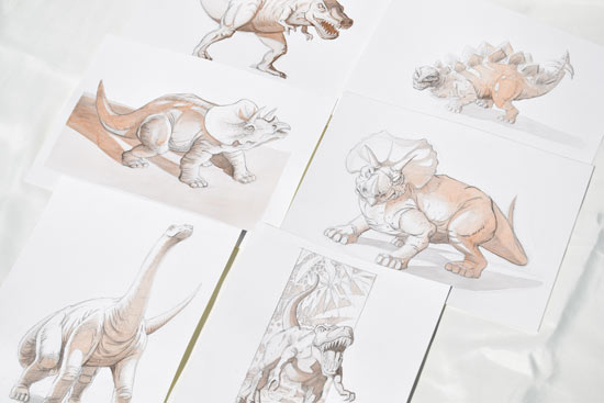 9X12 Dinosaur Sketches